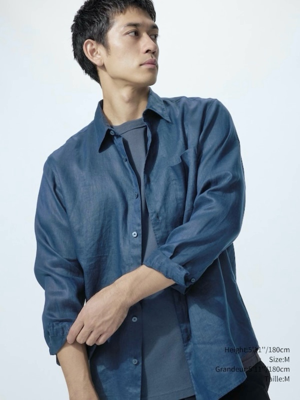 Uniqlo Premium Linen Shirt, Blue Men’s Large